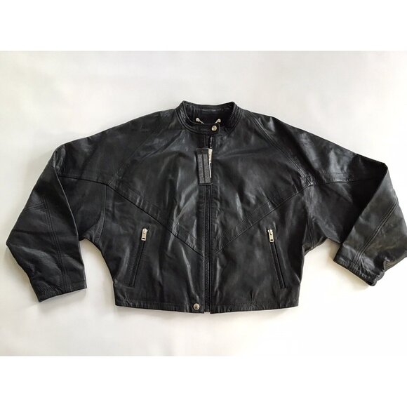 $698 Diesel Women’s Tauri Black Leather Oversized Jacket Size S - Picture 4 of 10